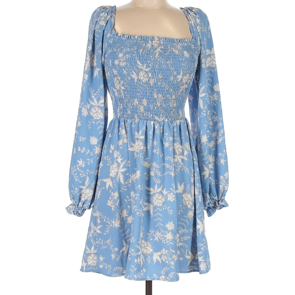 WAYF Blue and White Floral Dress - Size XS
